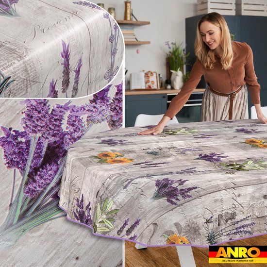 ANRO Tafelkleed Provence Grijs Ovaal 200x140cm