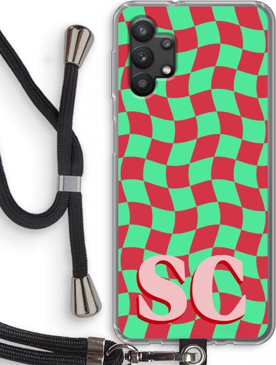 Case Company Samsung Galaxy A32 5G Hoesje met Koord - Grid Monogram - Back Cover