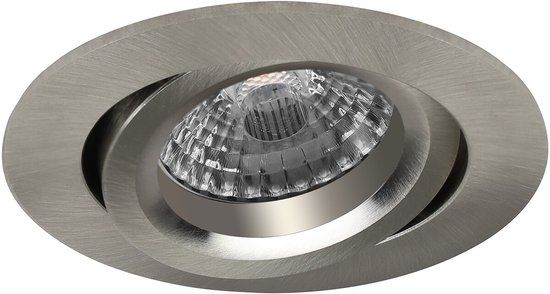BES LED Spot Armatuur GU10 - Pragmi Aerony Pro - Inbouw Rond - Mat Nikkel - Aluminium - Kantelbaar - Ø82mm