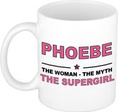 Bellatio Decorations naam cadeau mok - Phoebe - Woman Myth Supergirl - koffiemok - 300 ml - collega - moederdag