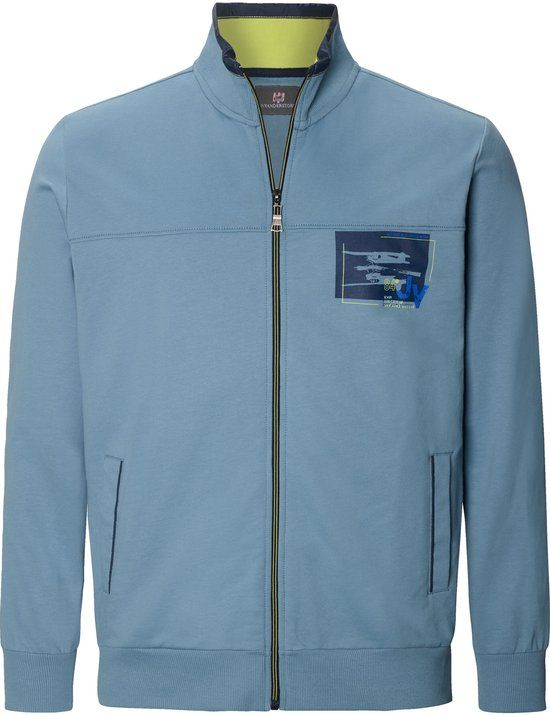 Jan Vanderstorm herren Sweatvest - 60/62 - blauw - Plus Size