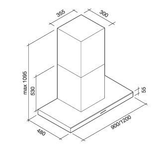 Falmec Lumina NRS Muurmontage Afzuigkap - Zwart/RVS - 800 m³/uur