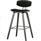 WOOOD Senn Barstoel - Velvet Stof - Zwart - 91x42x48 cm