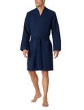 SCHIESSER Essentials badjas - heren badjas wafelpique donkerblauw