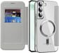 Techsuit Hoesje geschikt voor Samsung Galaxy S22 Plus - SmartMag Book Wallet Case - Geschikt voor MagSafe - Grijs
