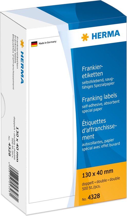 Merkloos HERMA 4328 - Etiketten - wit - Papier - 4.00 cm x 13.00 cm