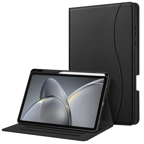 FINTIE Hoesje voor Samsung Galaxy Tab S11 5G 11 inch 2025 Model (SM-X730/X736B) met S-penhouder, zachte TPU-achterkant met meerdere kijkhoeken en zak, automatisch wekken/slapen, zwart