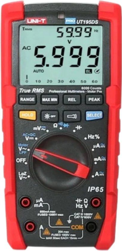 UNI-T UT195DS – Digitale Multimeter – True RMS – CAT III 1000 V / CAT IV 600 V