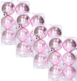 Cosy & Trendy Cirkel Motief Kerstballen - 24x - Roze - Dia 6 cm - Kunststof