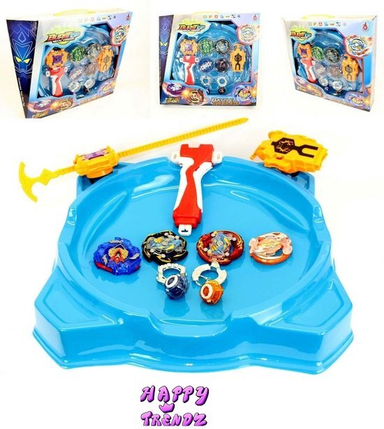 happy trendz Happy Trendz® Tol - BurstTop - Beyblade - Arena - Battle Blade - Inclusief Launchers - Deluxe Pakket met arena - Beyblade Burst 4 stuks - Deluxe Pakket 4 Stuks Tollen - Beyblade Burst Evolution- Gyro