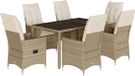 vidaXL 7-delige Tuinset met kussens poly rattan beige