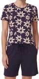 Ammann Dames pyjama Mix & Match Korte mouw Gebloemd Vrouwen 50% Katoen, 50% Modal Night sky