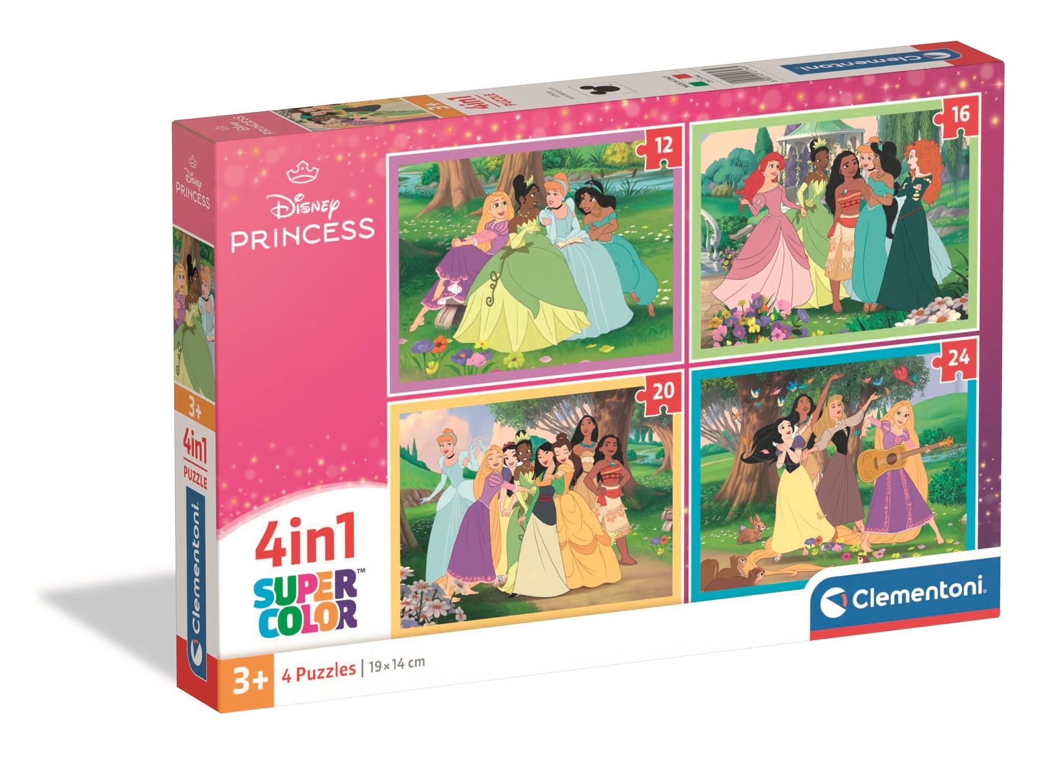 Clementoni Disney Princess 4-in-1 Puzzel - 12, 16, 20 en 24 Stukjes - Vanaf 3 Jaar