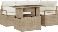 vidaXL Tuinbank Set Beige Polyrattan