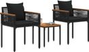 Salon de jardin avec coussin noir poly rotin