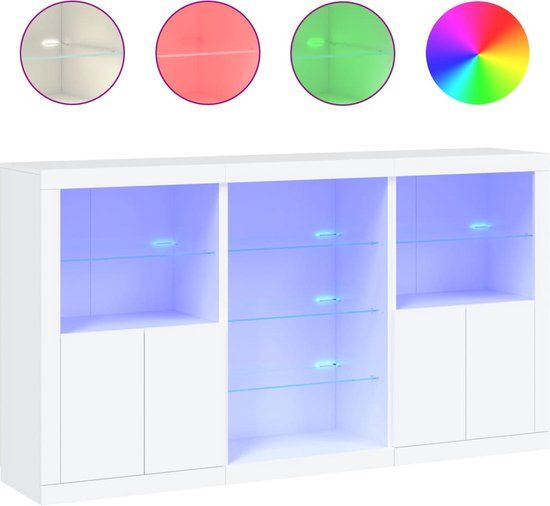 vidaXL Dressoir met LED-verlichting 181,5x37x100 cm wit