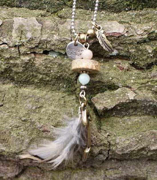 Heaven Eleven - dames ketting - edelstaal ballchain met hanger van o.a. pijl en veer