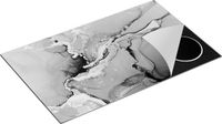 Chefcare Inductie Beschermer Abstracte Kunst - Moderne Marmer - Zwart Wit - 85x50 cm