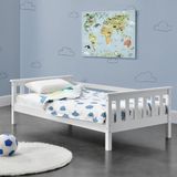 en.casa Kinderbed met bedbodem en uitvalbeveiliging 80x160 cm wit
