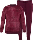 Men Plus - Heren Pyjama tweedelig Buik-Fit lange mouwen tot 8XL - Wijnrood - Maat XXL