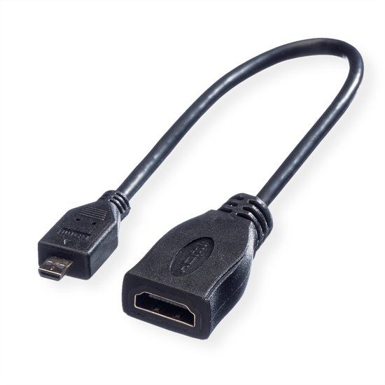 Roline HDMI High Speed Kabel met Ethernet, HDMI F - Micro HDMI M, 0,15 m