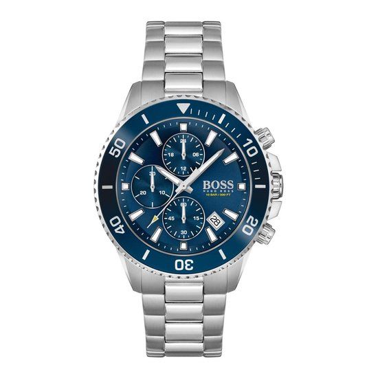 BOSS HB1513907 ADMIRAL Heren Horloge - Zilverkleurig - Blauw - 46 mm