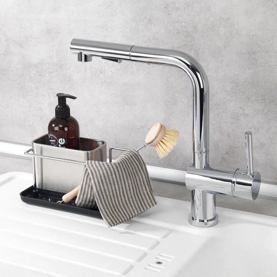Wenko Orio - Spoelbakorganizer - 21 x 12 cm - Zilver/Zwart