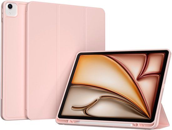Accezz Tablet Hoes - Geschikt voor Apple iPad Air 13 inch (2026) M4 / Air 13 inch (2025) M3 / Air 13 inch (2024) M2 - Smart Silicone Bookcase - Roze
