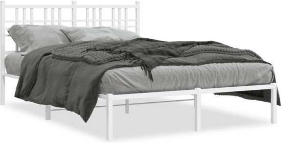 vidaXL Bedframe met hoofdbord metaal wit 120x200 cm