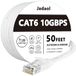 Ethernet-kabel Cat6 plat 15 m wit met kabelclips, netwerkkabel Cat 6 platte Ethernet-patchkabel, internetkabel met Rj45-connectoren - wit (15 meter)