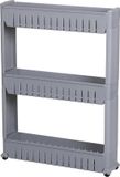 Urban Living Keuken/badkamer trolley - 3 lagen - kunststof - grijs - met wielen - L54 x B12 x H71 cm