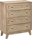 HOMCOM Commode met 4 laden, 80 x 35 x 95 cm, lichte houtlook