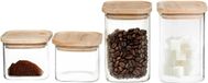 Set van 4 pot de stockage en verre avec couvercle en bois - 500 ml - 1000 ml - Pot de stockage avec couvercle hermétique