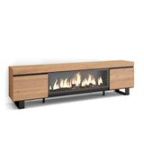 Skraut Home | TV-Meubel, Lowboard | Woonkamer, Eetkamer | 210 | Voor tv's tot 80" | Elektrische haard XXL | Industrieel design | Moderne stijl | Eiken