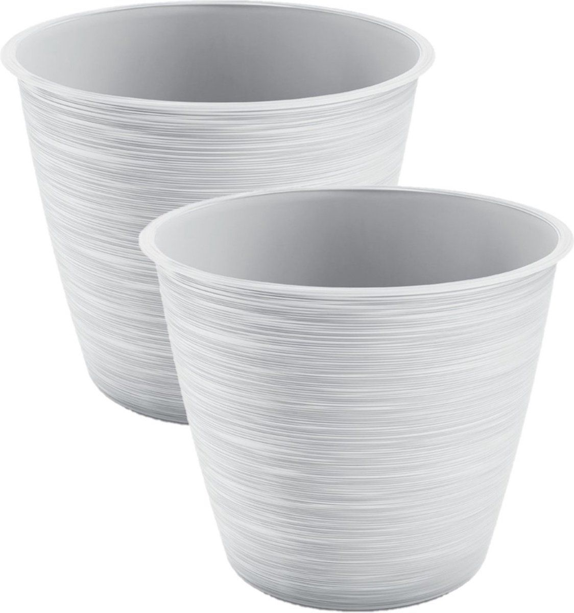 Prosperplast Paintstripe - Bloempot - Ø 17 cm - Wit - 2 stuks