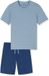 Schiesser Heren Shortama Katoen - Blauw - Maat 50