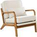 Vevor Fauteuil Modern met massief houten frame en antislippoten, gestoffeerde vrijetijdsstoel met linnen stof en 145 mm dik kussen, voor woonkamer, slaapkamer, kantoor
