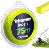 KADAX Cordon de débroussailleuse carré, 2,4 mm x 75 m, cordon de débroussailleuse pour débroussailleuses et débroussailleuses à moteur, cordon de coupe pour lames libres, outils de jardin (jaune)
