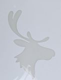 Bellatio Decorations Kerst raamsjabloon rendierhoofd - wit - 35 cm