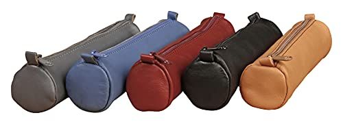 Clairefontaine Age Bag Collection - Round Pencil Case - Real Lambskin Leather - 18.5cm - Random Color