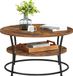 VASAGLE Salontafel rond, Woonkamertafel, Sofatafel met plank, 80 x 45 cm, Gemakkelijke montage, Metaal, Industrieel ontwerp, vintage bruin-zwart LCT80BX