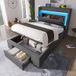 Lit Coffre 90x200 Capitonné Avec Rangement Et Led, Tissu Lin Gris, Tête De Lit Avec Port Usb Et Tiroir
