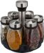 Sans marque Étagère à épices rotative avec 6 pots avec couvercle verseur - Petit carrousel à épices noir/argent/transparent