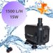 AquaKonings Pompe d'aquarium 1500 L/H - 15W - Noir