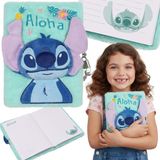 sarcia.eu DISNEY Stitch PLUCH notitieboekje voor meisjes, dagboek MET SLEUTEL, A5 gelinieerd schoolnotitieboekje