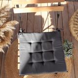 ED ENJOY HOME Stoelkussen voor binnen en buiten, donkergrijs, 40 x 40 cm, waterafstotend, uv-bescherming, voor tuin, terras, dikte 3 cm, met linten, Waltz collectie