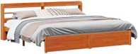vidaXL Bedframe met plank Wasbruin 180 x 200 cm Massief vurenhout