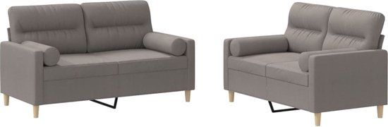 vidaXL 2-delige Loungeset met kussens stof taupe