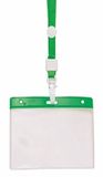Merkloos Badgehouders - 10x - groen - 11,2 x 58 cm - kunststof/plastic - keycord - naamkaarthouders - beurs