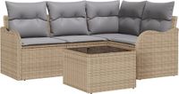 vidaXL - Tuinbank - Set - 5 - st - Zwart - poly - rattan